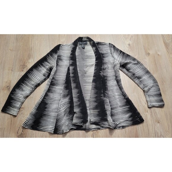 Frank Lyman Open Cardigan Soft Blazer Swing Sheer Black White Nylon size 8 - Picture 1 of 7